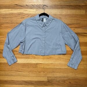 Divided grey button up crop top